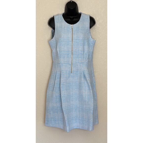 J. McLaughlin Scuba Dress Neoprene Fit and Flare Geo Block Preppy Beach, L - Picture 2 of 15